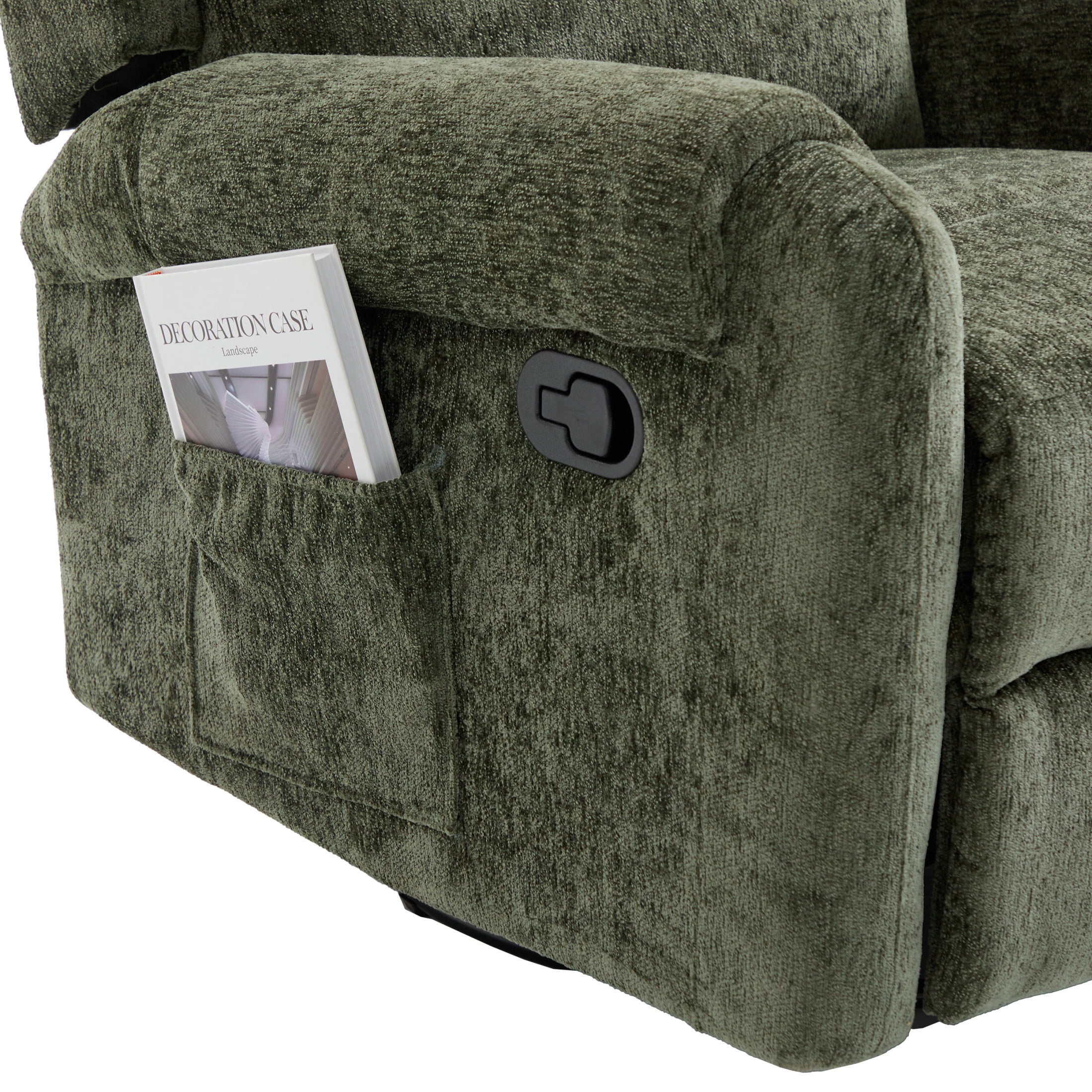 Christopher Knight Home Manual Recliner Chair with Massage, Swivel Rocker, Side Storage Pocket, Green