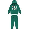 thumbnail image 4 of Placlothes Girls' Army Green Ghost Print Tracksuit Set - Soft Polyester Hoodie & Sweatpants, Kids 3-12,Size 10 T, 4 of 4