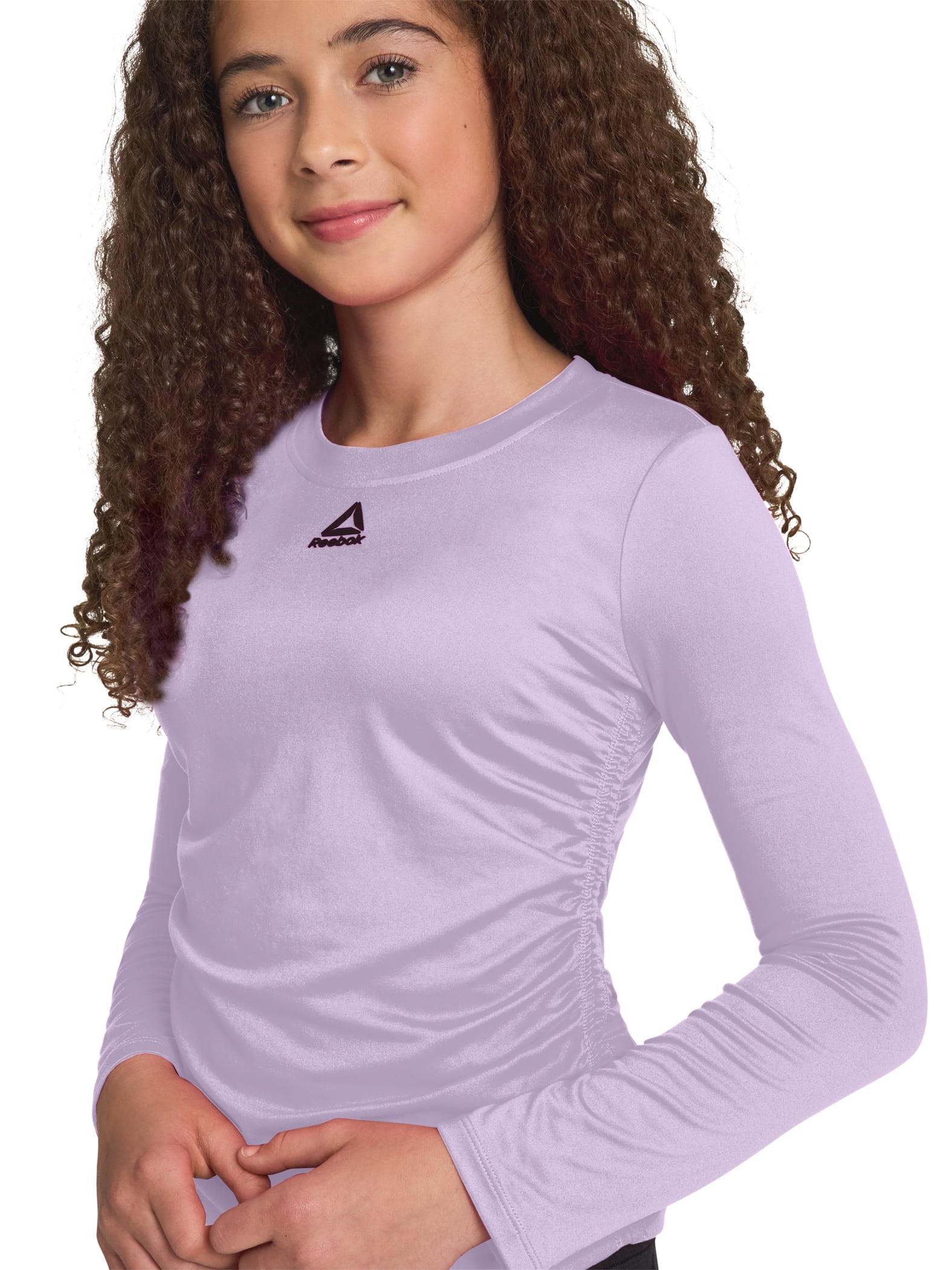 Reebok Girl's Legacy Performance Long Sleeve Side Ruched Top, Sizes 4-18