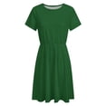 thumbnail image 4 of Dark Green Short Sleeve Dress Women Summer Evening Dresses Ladies Sundress, 4 of 7