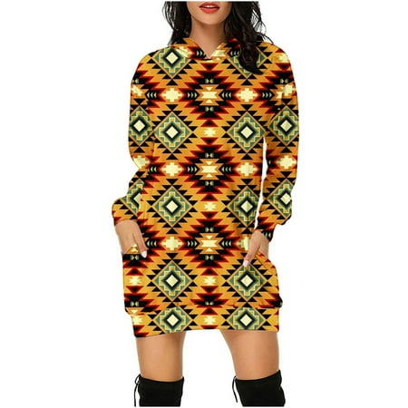 

Ziloco Long Sleeve Round-Neck Dress Casual Dress Fashion Loose Casual Women Long Sleeve Print Hooded Pockets Short Sweatshirt Dress Corset Dress