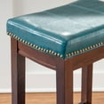 thumbnail image 4 of Linon Cessford 26" Backless Indoor Counter Stool, Dark Brown with Blue Faux Leather, Includes 1 Stool, 4 of 11