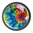 thumbnail image 2 of 4 Pcs Watercolor Tie Dye Print Cabinet Knobs 30mm Round Crystal Glass Drawer Handles Pulls with Screws for Kitchen Cupboard Wardrobe Closet Dresser, Home&Office, 2 of 7