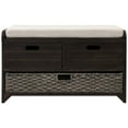 thumbnail image 2 of Rustic Upholstered Storage Bench with Removable Rattan Basket and 2 Drawers, Entryway Shoe Bench with Removable Cushion, End of Bed Bench for Entryway Laundry Room Bedroom, Espresso, 2 of 9
