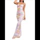 thumbnail image 1 of Vestido Maxi Bohemio de Verano para Mujer, con Estampado Floral, Tirantes Finos, Sin Mangas y Ajustado Rosa Amarillo M, 1 of 8