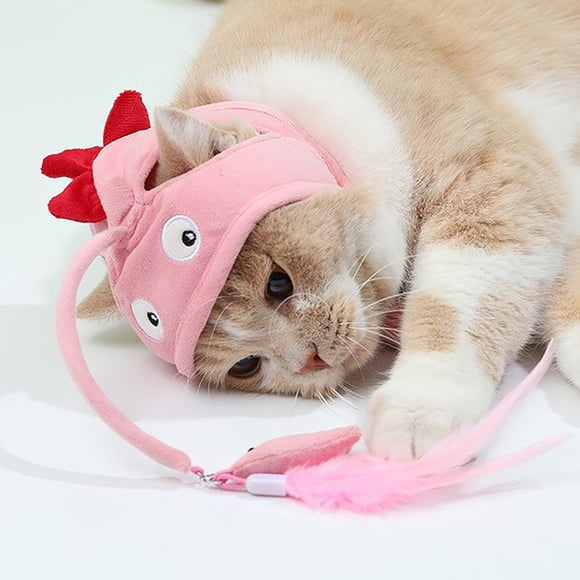 Cat Teaser Toy for Cats Head Mounted Interactive Feather Teasing Stick Purrfect Pet Headgear Entertainment