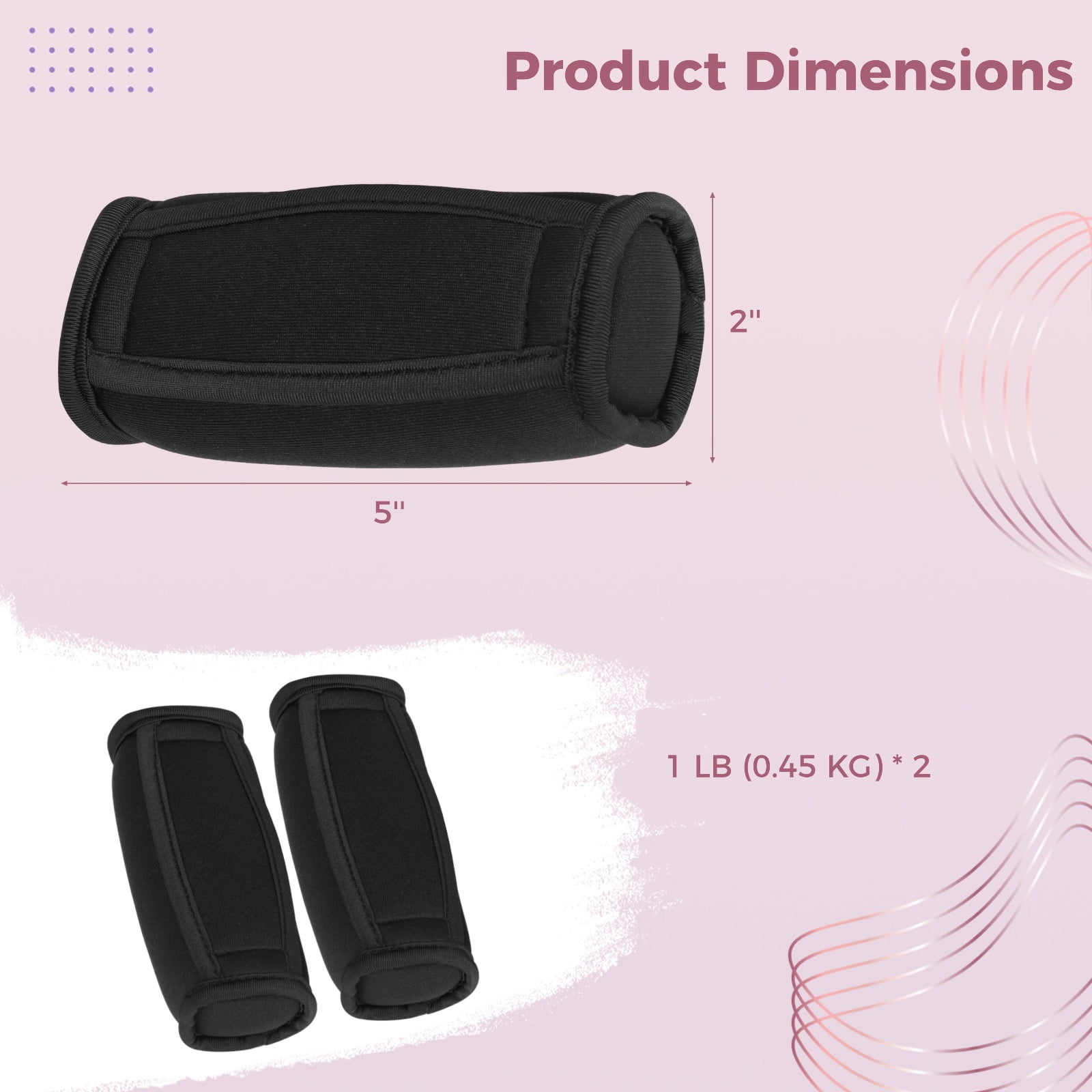 Dumbbell Hand Weight Set of 2, Adjustable Dumbbell Walking Hand Weight Sets with Hand Strap for Running, Jogging, Physical Therapy for Women and Men. 1lbs / 0.45kg