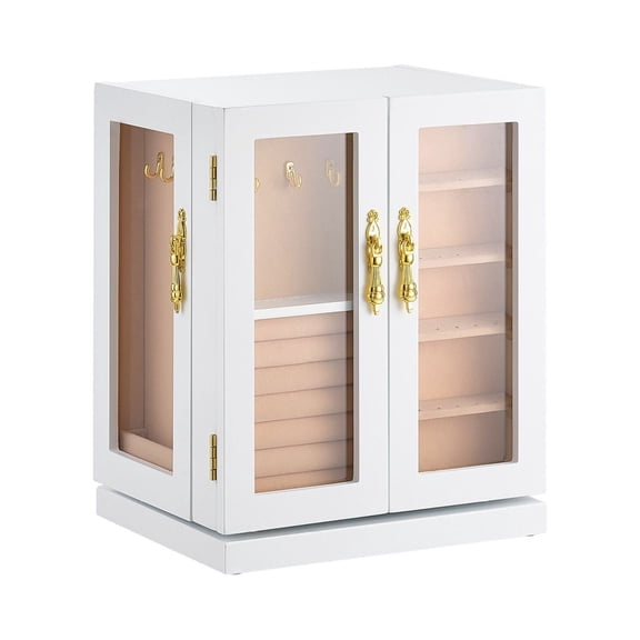 Jewelry Box 360° Rotating Jewelry Organizer with 5 Spacious Drawers White