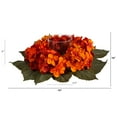thumbnail image 2 of Nearly Natural 14" Autumn Hydrangea Artificial Candelabrum Arrangement in Orange, 2 of 4