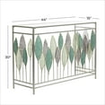 thumbnail image 4 of DecMode Silver Contemporary Rectangular Metal Console Table with Green Leaves Sculpture, 44"W x 30"H, 4 of 9