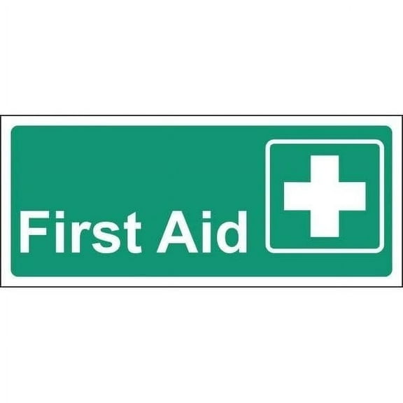 HY-KO Products 23012 First AID Heavy Duty Plastic Sign, 6 in x 14 in, White/Green