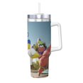thumbnail image 1 of Pofeuu SpongeBob SquarePants Tasse à Glace en Acier Inoxydable 40OZ avec Poignée et Paille pour Plage/voyage, 1 of 8