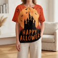 thumbnail image 5 of Halloween Shirts for Women Bat Skeleton Loose Fit Henley Casual Blouse Spider Print Short Sleeve Fall Scary Tees L, 5 of 7