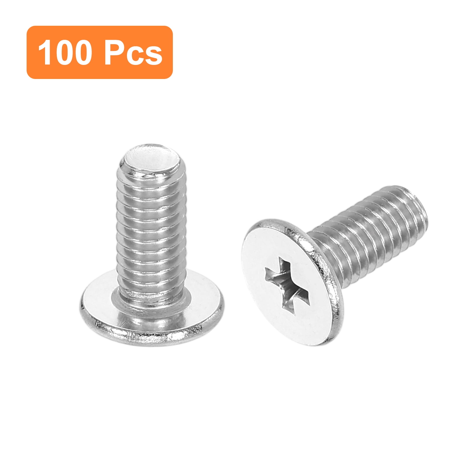 M6-1 x 14mm 100Pack Metal Flat Round Head Screws Phillips Drive Machine Bolt