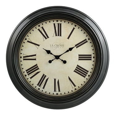 La Crosse Clock 23-Inch Brown Classic Antique Dial Quartz Analog Clock, 404-2658