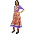 thumbnail image 3 of Bimba Women 3/4 Sleeve Printed Cotton Kurti Long A-line Ladies Kurta Dress, 3 of 7