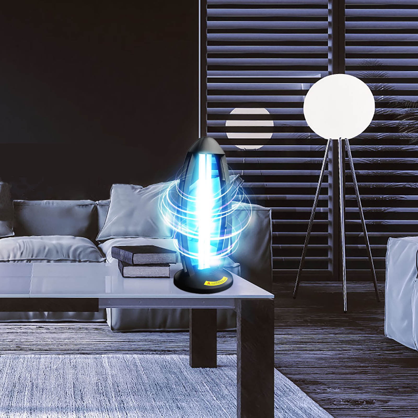 38 Watt UV Light UVC Lamp with Base and Remote Control UV Light Bulb for Basement/Bedroom/Kitchen (Black)