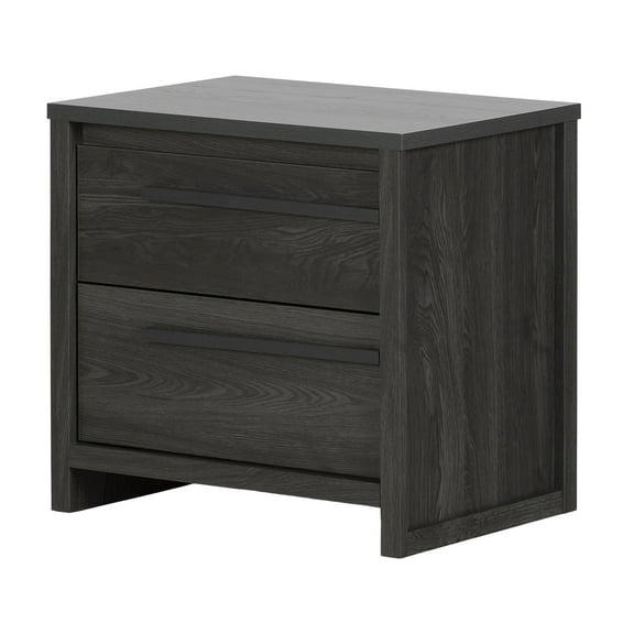 South Shore Tao 2-Drawer Nightstand - End Table with Storage Gray