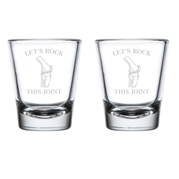 Set of 2 Shot Glasses 1.75oz Shot Glass Let's Rock This Joint Funny Physical Therapist Therapy Doctor DPT Gift