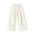 thumbnail image 4 of CPNG Girls Wide Leg Pants Solid Color Elastic Waist Casual Cropped Pants Trendy Baggy Lightweight Breathable Streetwear, 4 of 5