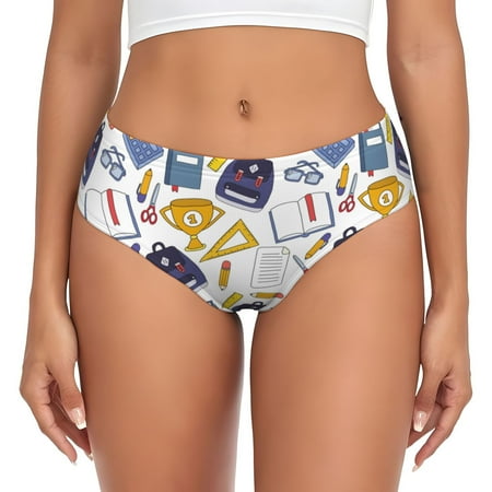 Womens Underwear - bag ruler pen Print No Show Seamless Underwear for Women  Soft Stretch Womens Panties  Hipster Ladies Panties Bikini Underwear Briefs