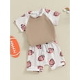 thumbnail image 2 of Suealasg Toddler Boys Clothes 6M 1T 2T 3T Short Sleeve Rugby Print T-Shirt Tops and Shorts Sets 2Pcs Baby Summer Vacation Outfits, 2 of 7