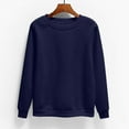 thumbnail image 2 of Ecqkame Women's Plus-Size Crew Neck Sweatshirt Solid Oversized Long Sleeve Pullover Lightweight Casual Comfy Top Navy L, 2 of 5
