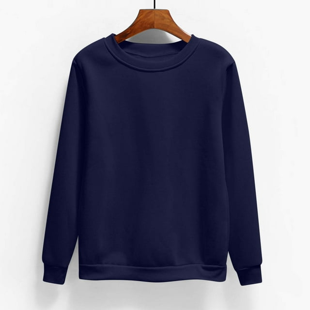 Meichang 2024 Soldes de Liquidation Chandails pour Femmes Grande Taille Manches Longues Col Rond Chandail Ample Uni Y2K Chandails