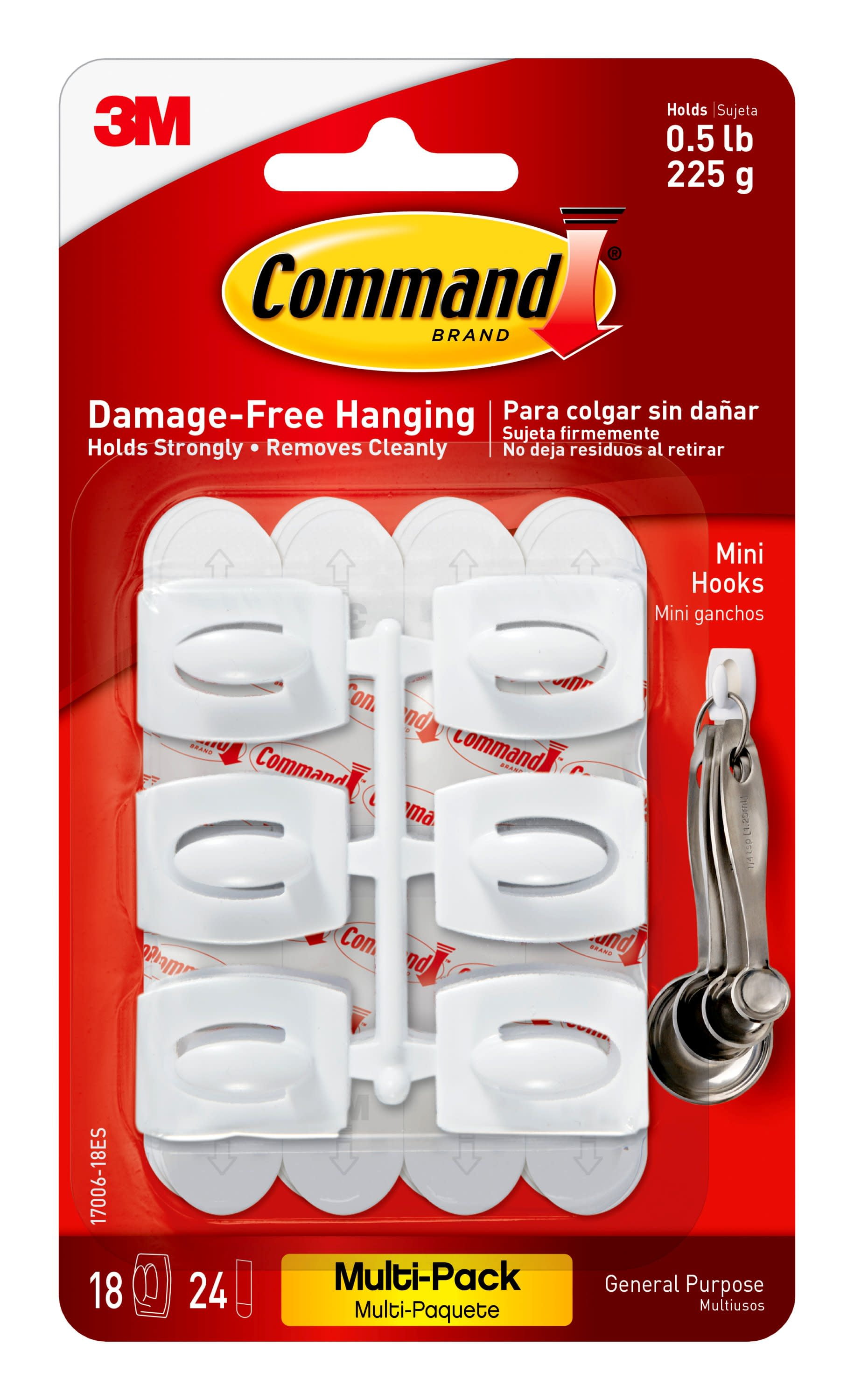 Details about   12 x 3M Command General Adhesive Mini Hooks/Strips Clear Damage Free Hanging 
