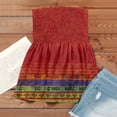 thumbnail image 5 of Tube Tops for Women Strapless Tops Summer Bandeau Tank Tops Gradient Tanks Smocked Ruffled Backless Sleeveless Shirts Red XL, 5 of 5