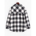 thumbnail image 3 of ZAFUL Women Casual Wool Blend Plaid Thin Shirt Black S, 3 of 6