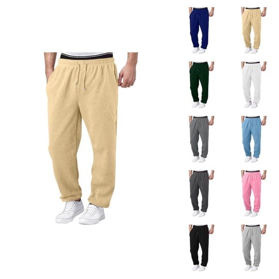 Mens Sweatpants 2026 Trendy Drawstring Elastic Waist Wide Leg Relaxed Fit Casual Pants Trousers with Pockets