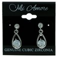 thumbnail image 2 of Tear Drop Shaped Dangle Earrings With CZ Accent For Women Silver-Tone, 2 of 2