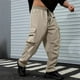 thumbnail image 1 of Pantalones largos para hombre, casuales, de moda, de color sólido, con cordón, cintura elástica y bolsillos., 1 of 8