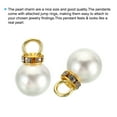 thumbnail image 5 of Uxcell 12mm Faux Pearl Pendants Drops, 100 Pack Round Imitation Pearl Beads with Rhinestone, Golden White, 5 of 6