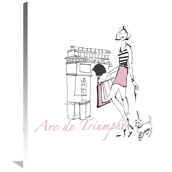 Global Gallery's 'French Chic II Pink on White' By Avery Tillmon Stretched Canvas Wall Art