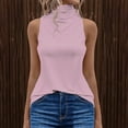 thumbnail image 2 of Hfyihgf Tank Tops for Women's Mock Turtleneck Top Summer Basic Sleeveless Stretch Ribbed Slim Fit Shirt(Pink,M), 2 of 8