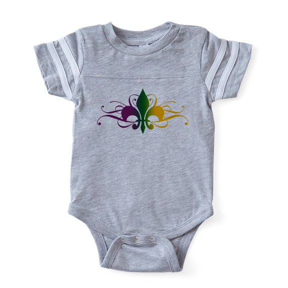 CafePress - Fleur De Lis Swirls_Color - Cute Infant Baby Football Bodysuit