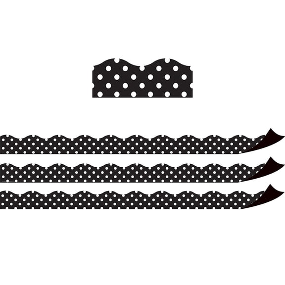 Teacher Created Resources Magnetic Borders, Black Polka Dots, 24 Feet Per Pack, 3 Packs