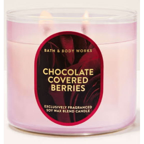 Bath & Body Works Chocolate Covered Berries Scented 3 Wick Candle 14.5 oz