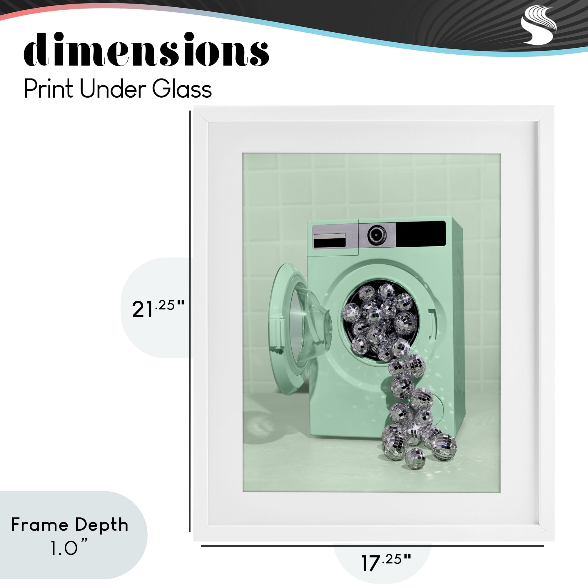 Stupell Industries Disco Laundry Machine over Green White Framed Print Under Glass, design by LISH Creative