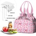 thumbnail image 4 of Pioneer Flower Floral Print Pattern Drawstring Lunch Bag Women - Drawstring Lunch Bag Insulated for Work Office - Stain-Resistant Large Lunchbags for Women with Multi-Pockets, 4 of 6