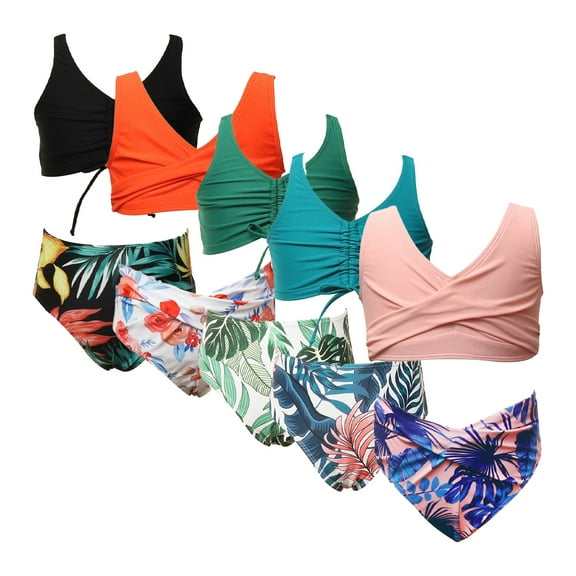 FJUCHAI Kids Split Swimwear Two-Piece Set Teen Tight Bikini Swimsuit Outfit 2-12Y Girls V-Neck Swimwear Set