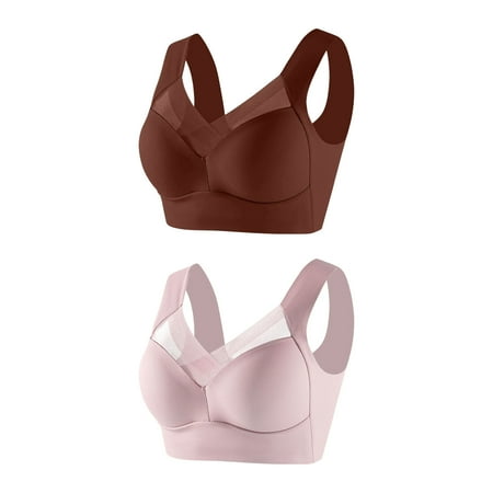 HYSYSB Sports Bras for Women seamless Bra bras No Underwire Full Support plus Size Everyday Bra sticky Adhesive Vanity Panel Bra Yoga Crop Vest Bras Back Bras plus Size Sports Bra Brown L