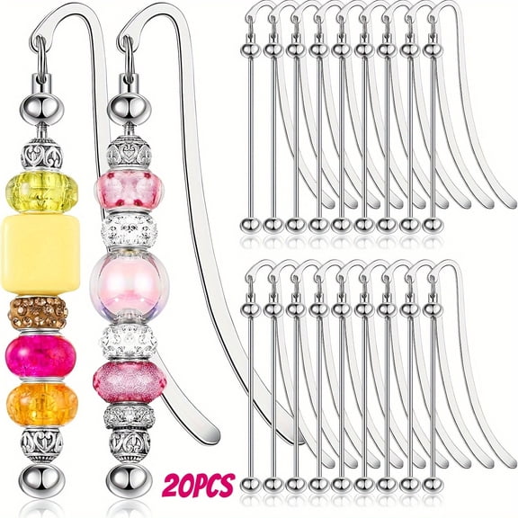 20Pcs Beadable Bookmarks, DIY Bookmarks,  Metal Metal Bookmarks, Beadable Items, Bookmark Making Kit, Bookmark Craft, Ideal Gifts for Book Lovers, Students, Teachers and Coworkers