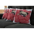 thumbnail image 2 of Ambesonne Pug Throw Pillow Cover 4 Pack, Valentines Inspired Dog, 16", Red Black Pale Brown, 2 of 6