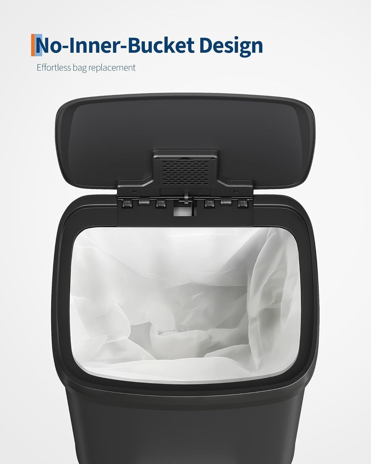 EuKer Large Garbage Can, 13.2 Gallon Garbage Pail with Soft-Close Lid and Rear Handle for Kitchen, Office, Black