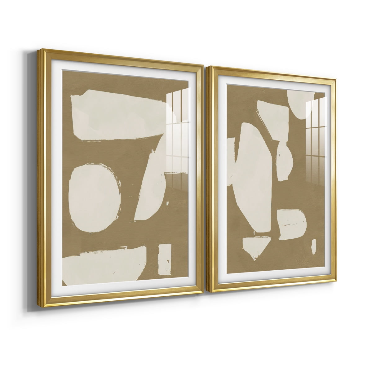 Wexford Home Chunky Abstract I Premium Framed Print, 22.5" x 30.5" - Ready to Hang, Gold (Set of 2)