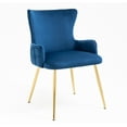 thumbnail image 3 of Set of 4 Wingback Upholstered Dining Chairs with Metal Legs, Velvet Fabric Side Dining Room Chairs with Tufted Button, Living Room Chairs Home Kitchen Dining Room (Blue + Gold Leg), 3 of 7