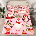 thumbnail image 2 of Manfei Merry Christmas Twin Sheet Sets,Snowman Bear Deer Twin Fitted Sheet,Cartoon Santa Claus Flat Sheet For Teens,Super Cozy Room Decor,3pcs, 2 of 7